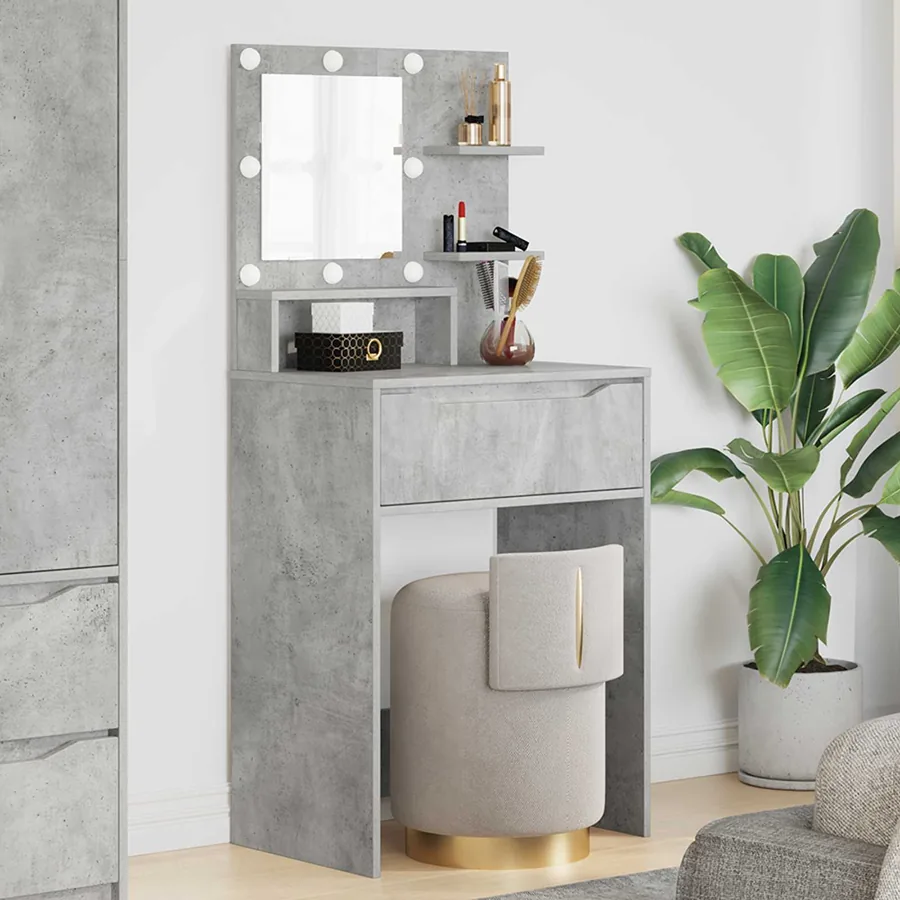 Tables de maquillage pour chambre Gris béton 80 x 39,6 x 135 cm