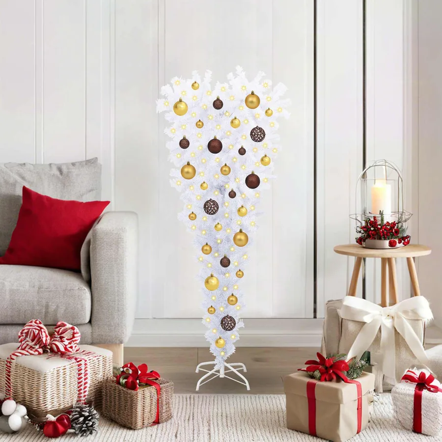 Sapin de Noël artificiel avec 150 LED Blanc 120 cm PVC et Acier