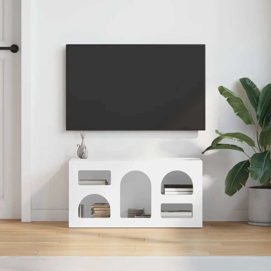 Meuble TV ELST 80 x 35 x 40 cm Blanc Bois d'ingénierie - 4