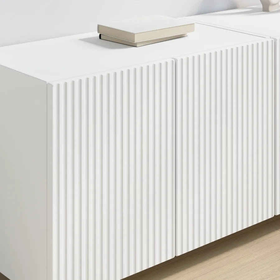 Meuble TV mural 2 pcs Blanc 59,5 x 31 x 40 cm Bois d'ingénierie - 4