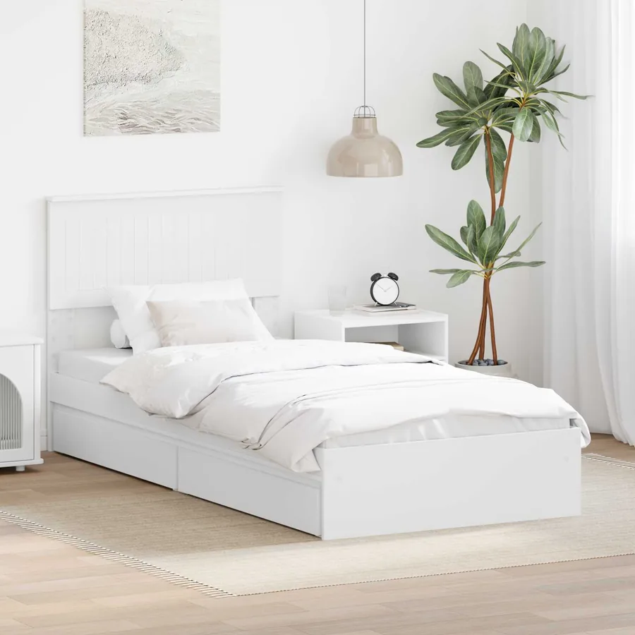Lit de Rangement Blanc 90 x 200 cm Bois d'ingénierie