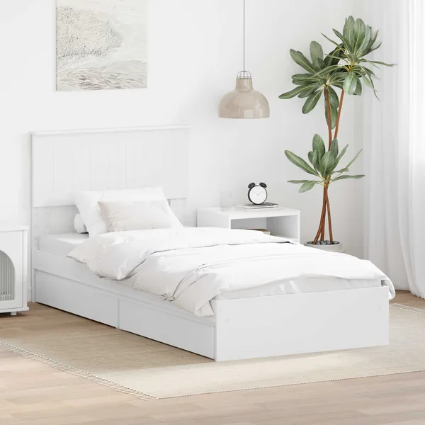 Lit de Rangement Blanc 90 x 200 cm Bois d'ingénierie