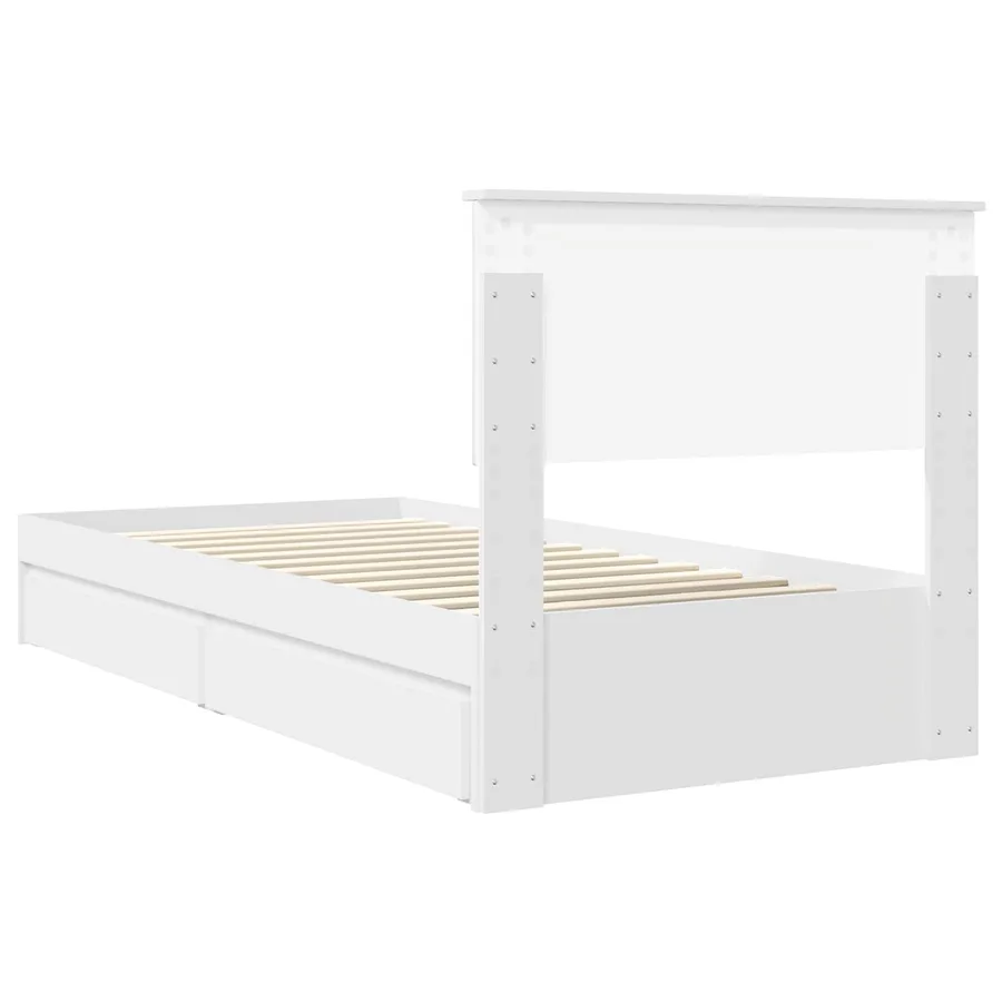 Lit de Rangement Blanc 90 x 200 cm Bois d'ingénierie - 8