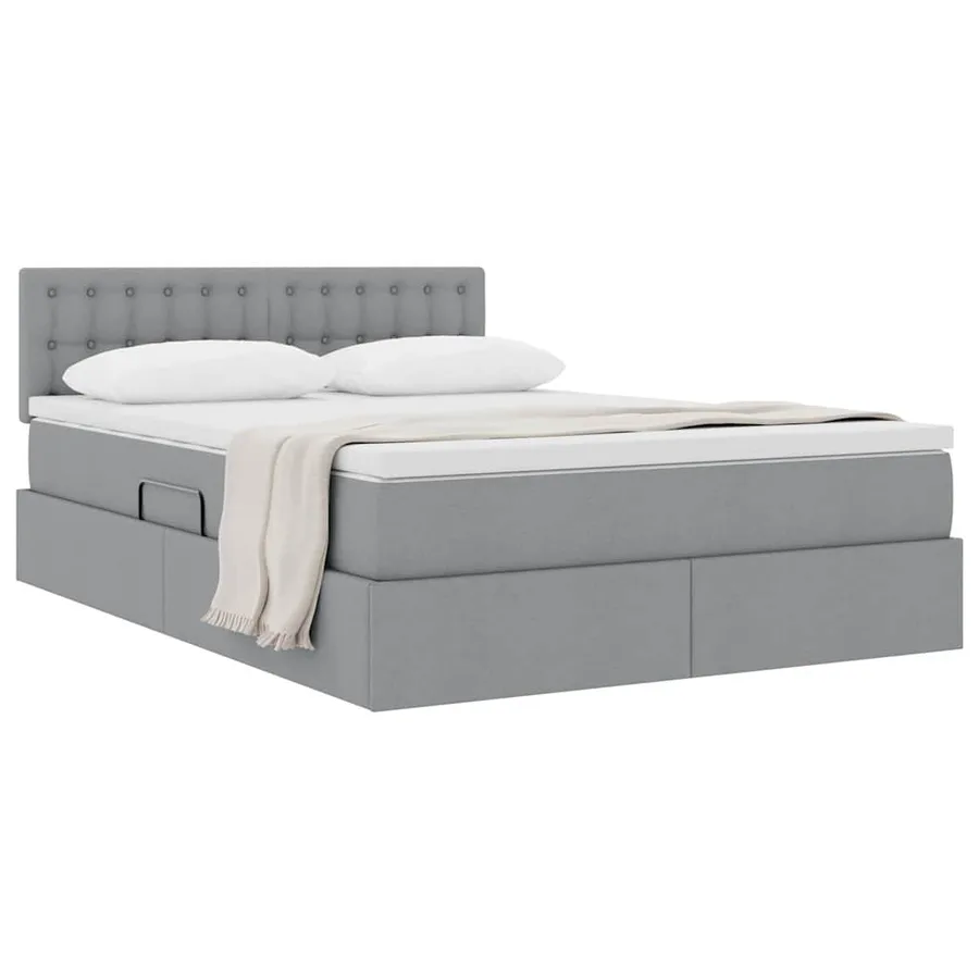 Lit avec rangement et matelas Gris clair 140 x 190 cm - 3