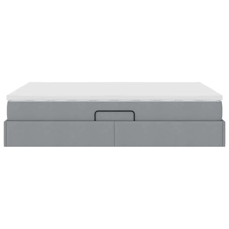Lit avec rangement et matelas Gris clair 140 x 190 cm Polyester - 9