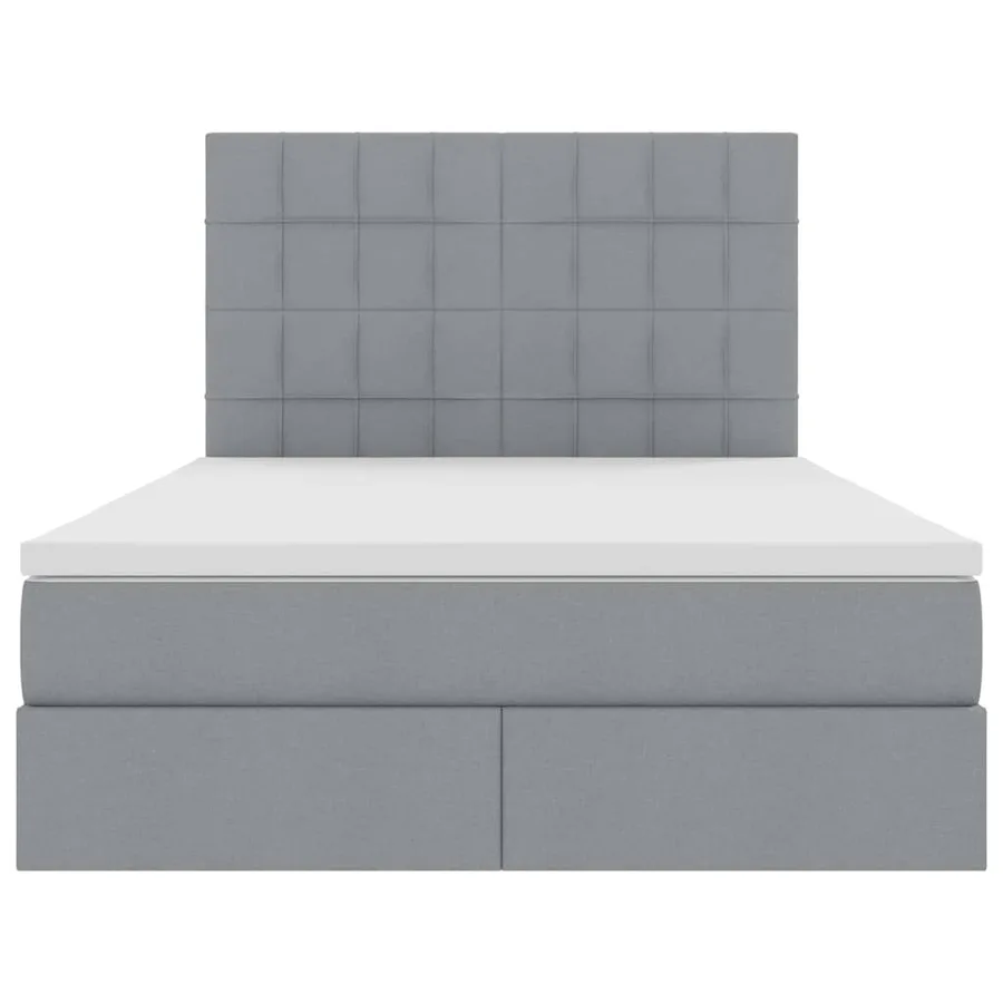 Lit avec rangement et matelas Gris clair 140 x 190 cm tissu - 7