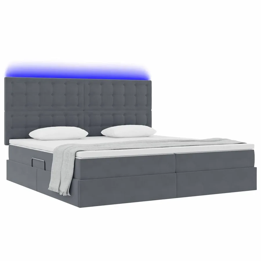 Lit de rangement LED avec matelas Gris foncé 200 x 200 cm - 3