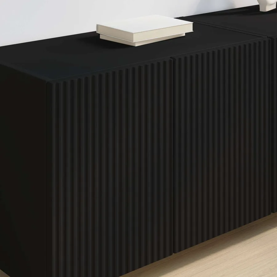 Meuble TV mural 2 pcs Noir 59,5 x 31 x 40 cm Bois d'ingénierie - 4
