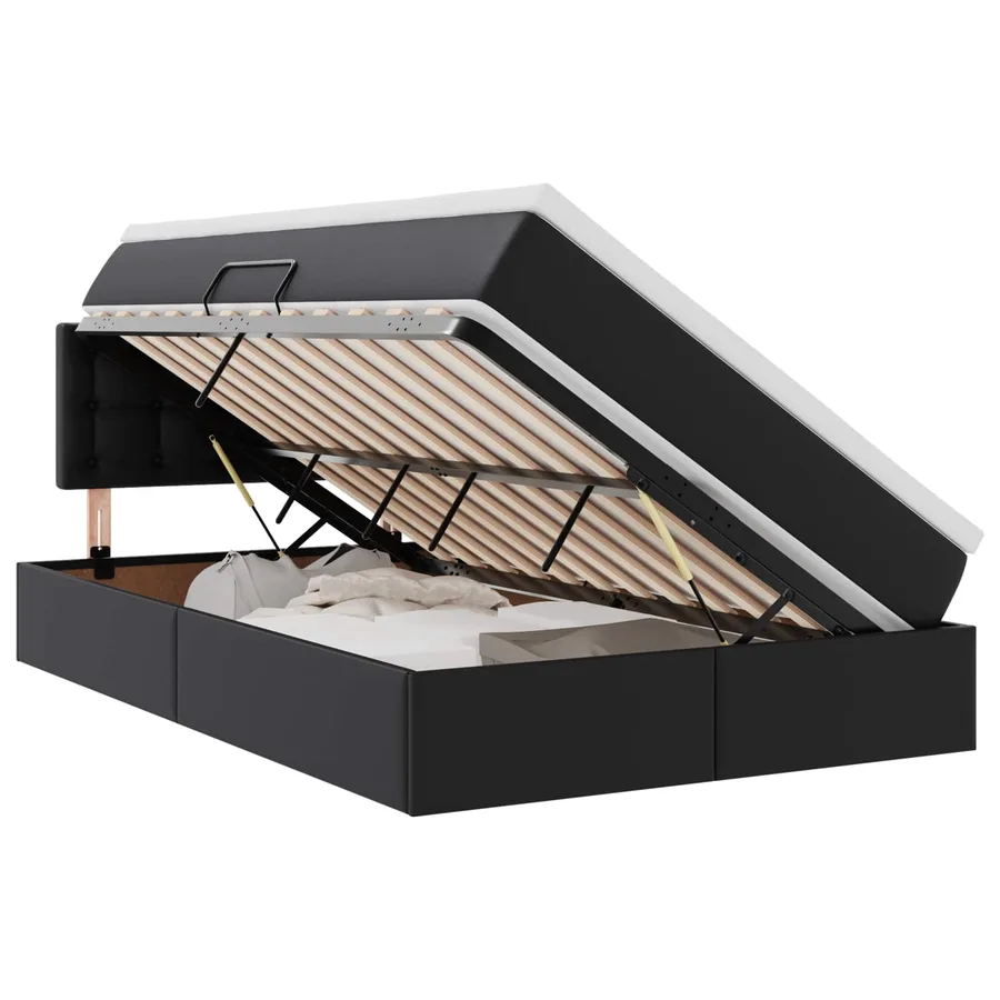 Lit avec rangement et matelas Noir 120 x 200 cm Simili cuir - 2