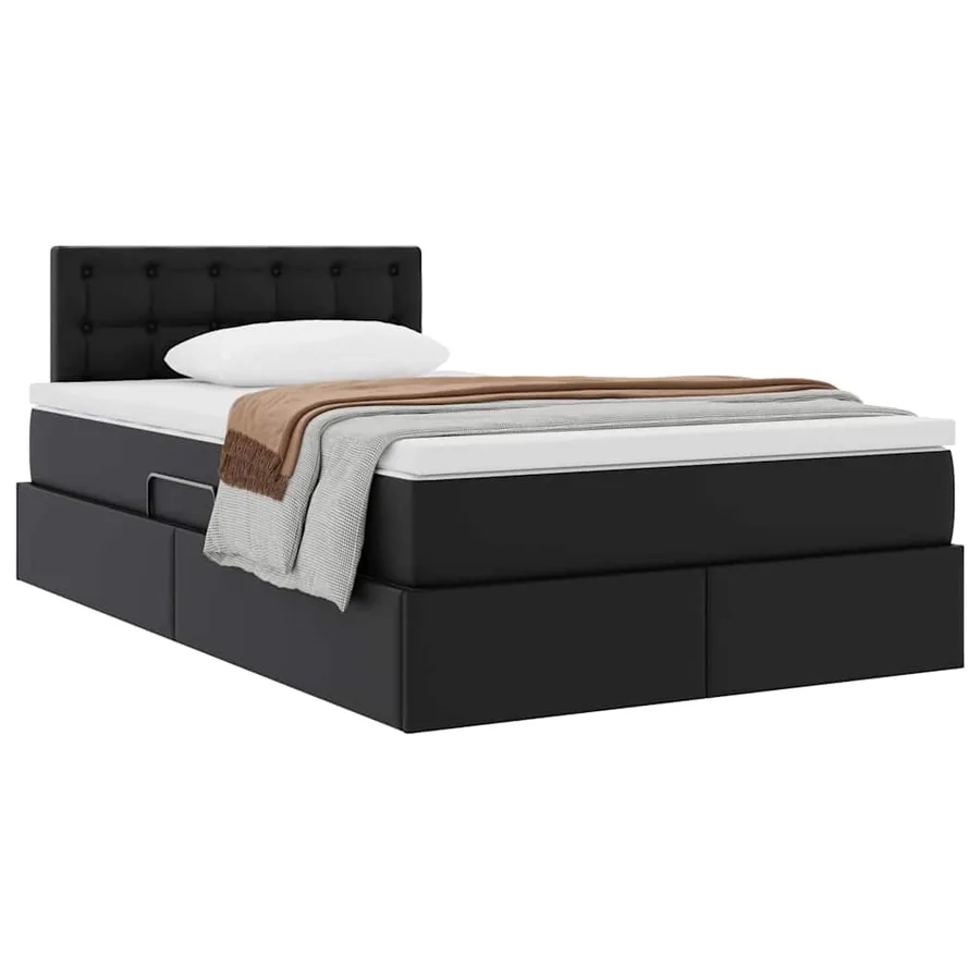 Lit avec rangement et matelas Noir 120 x 200 cm Simili cuir - 3