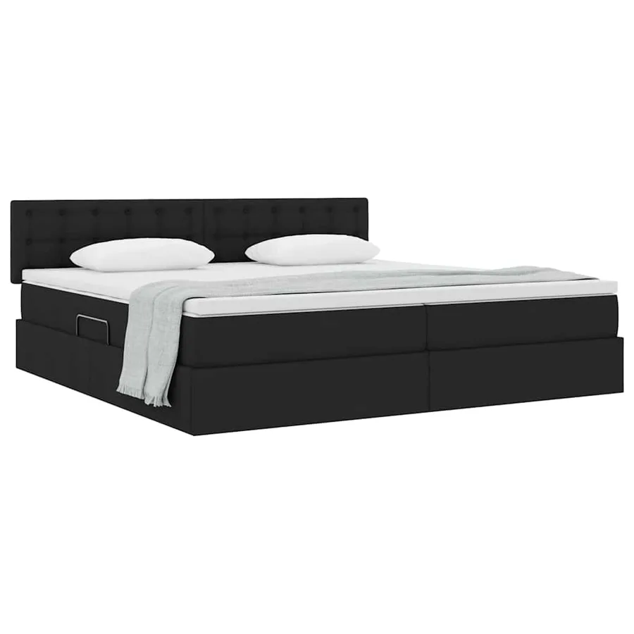 Lit avec rangement et matelas avec matelas Noir 200 x 200 cm - 3