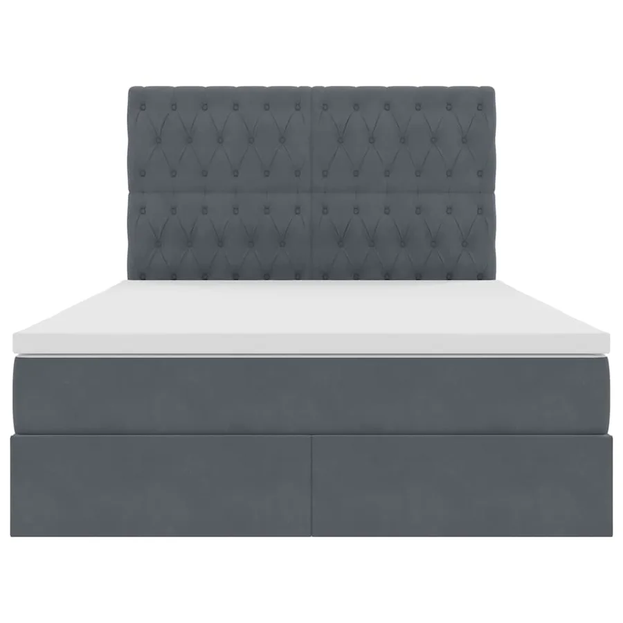 Lit avec rangement et matelas Gris foncé 140 x 190 cm Velours - 7