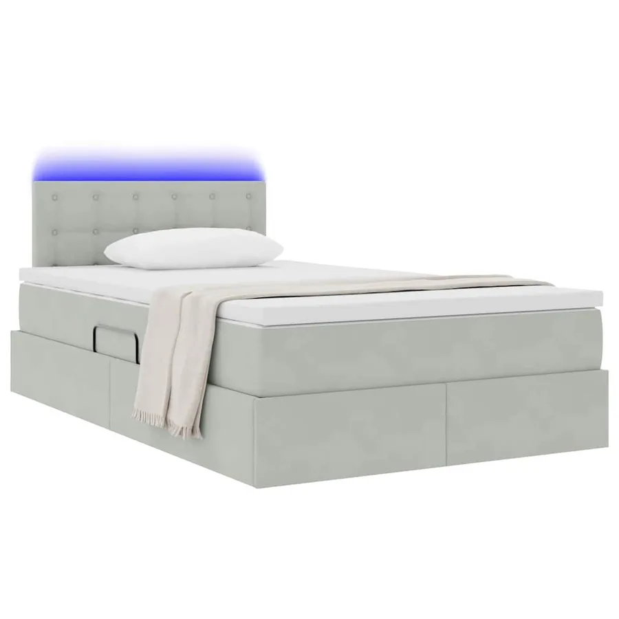 Lit de rangement LED avec matelas Gris clair 120 x 200 cm - 3