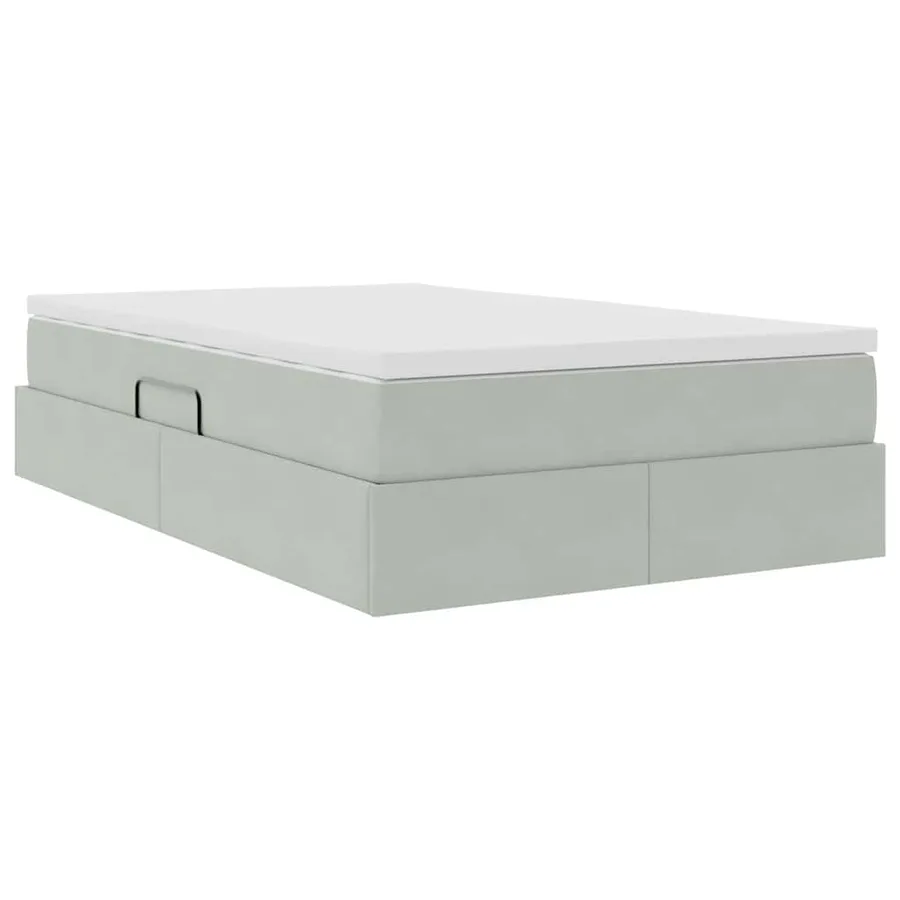 Lit avec rangement et matelas Gris clair 120 x 200 cm Velours - 5