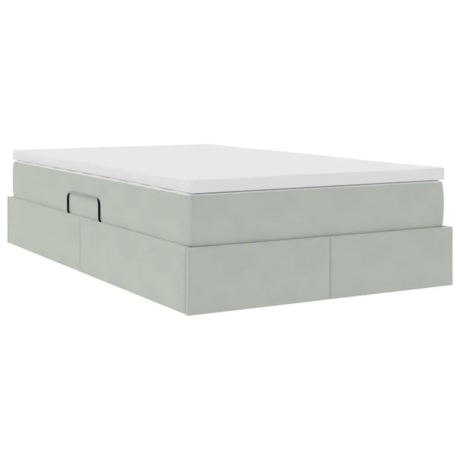 Lit avec rangement et matelas Gris clair 120 x 200 cm Velours - 8