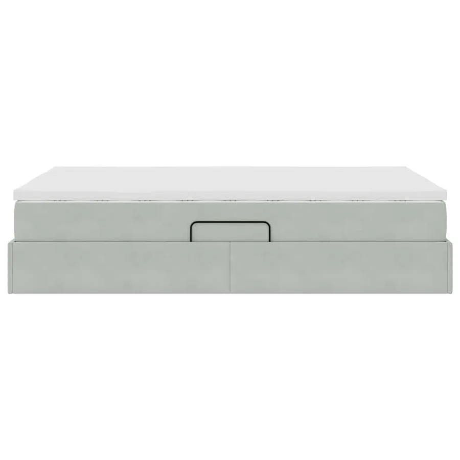 Lit avec rangement et matelas Gris clair 120 x 200 cm Velours - 9