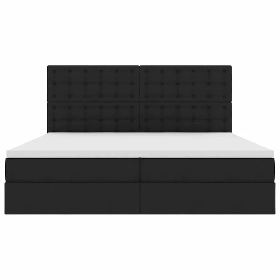 Lit avec rangement et matelas Noir 200 x 200 cm tissu - 7