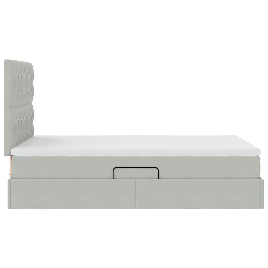 Lit avec rangement et matelas Gris clair 120 x 200 cm Velours - 10