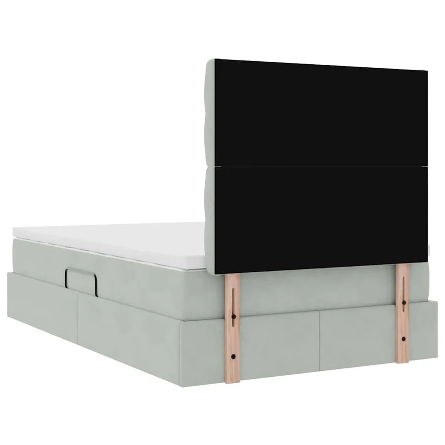 Lit avec rangement et matelas Gris clair 120 x 200 cm Velours - 11
