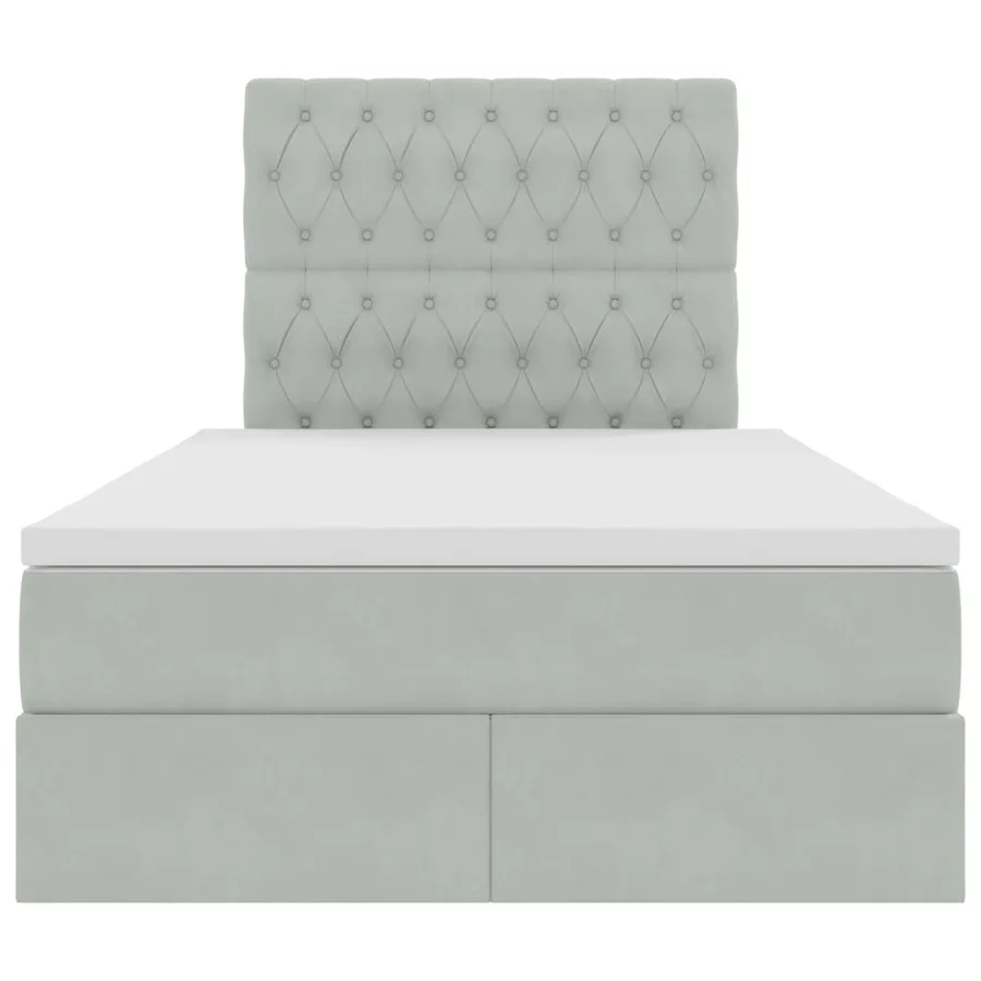 Lit avec rangement et matelas Gris clair 120 x 200 cm Velours - 7