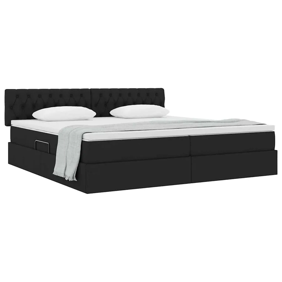 Lit avec rangement et matelas avec matelas Noir 200 x 200 cm - 3