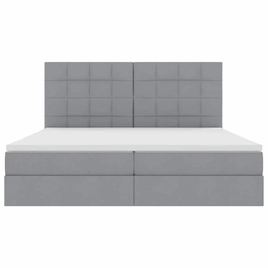 Lit avec rangement et matelas Gris clair 200 x 200 cm tissu - 7