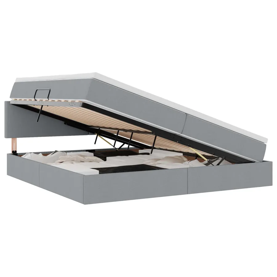 Lit avec rangement et matelas Gris clair 200 x 200 cm - 2