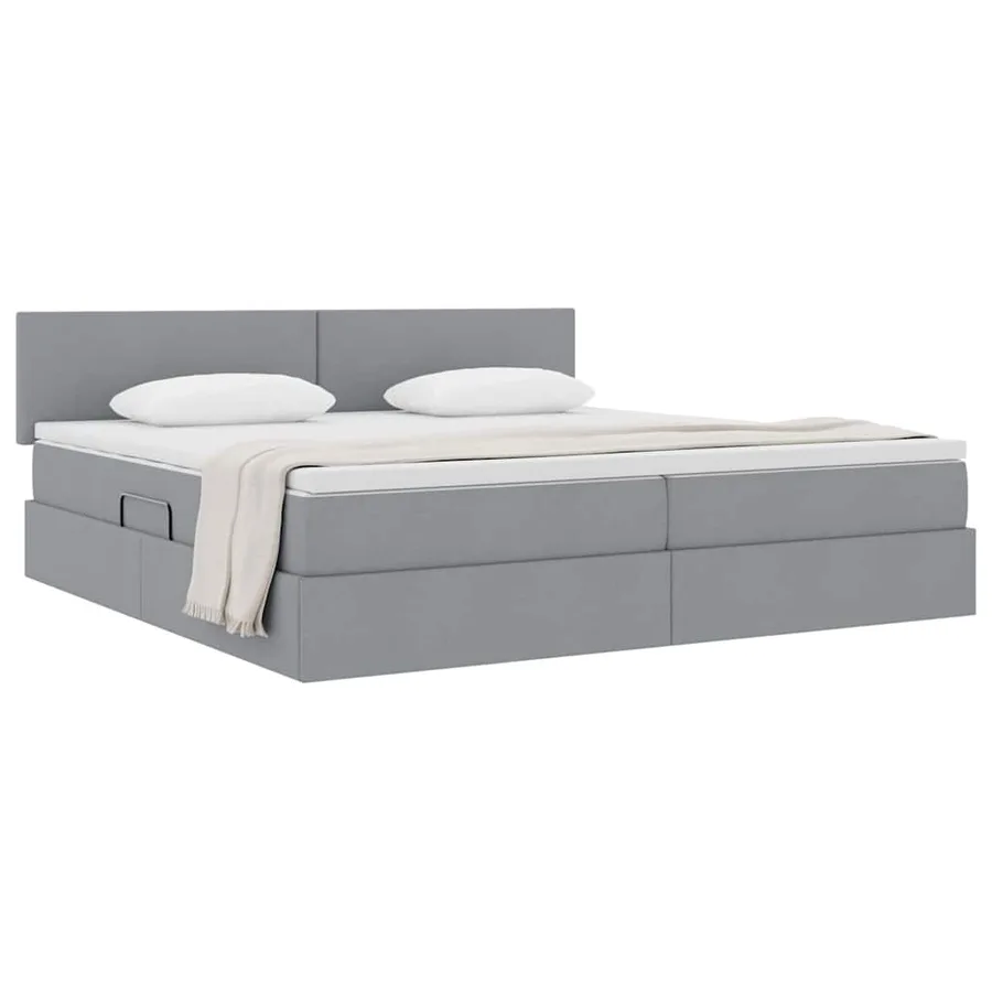 Lit avec rangement et matelas Gris clair 200 x 200 cm - 3