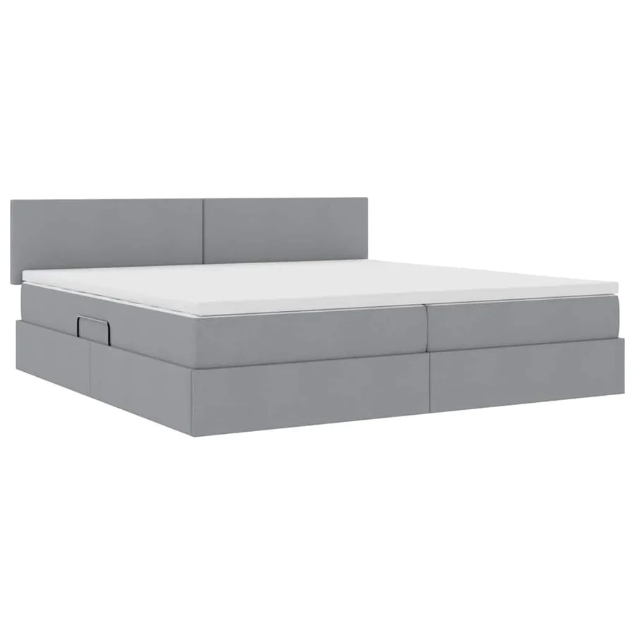 Lit avec rangement et matelas Gris clair 200 x 200 cm - 5