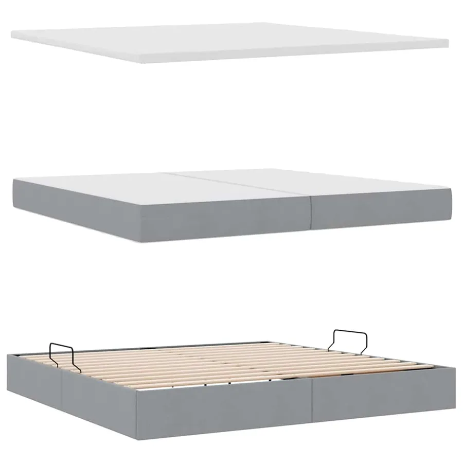 Lit avec rangement et matelas Gris clair 200 x 200 cm - 7