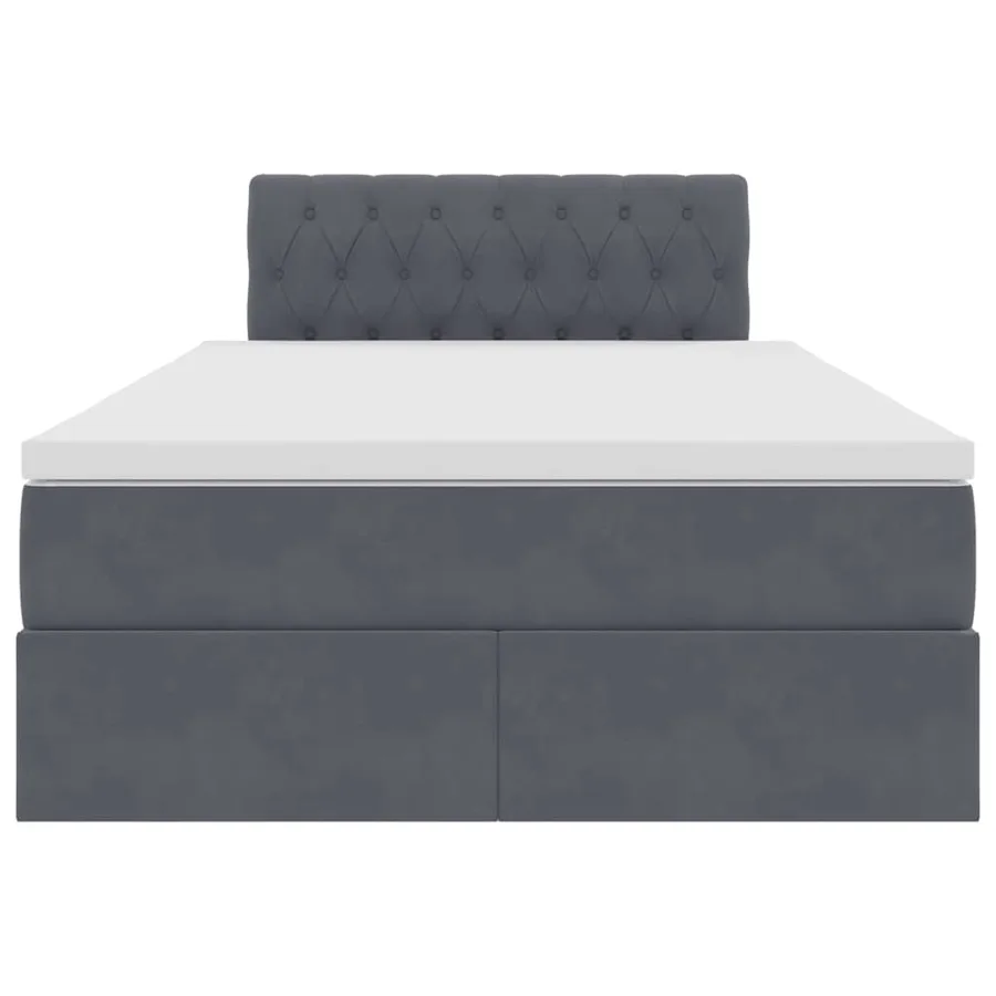 Lit de Rangement avec matelas Gris foncé 120 x 200 cm Velours - 7
