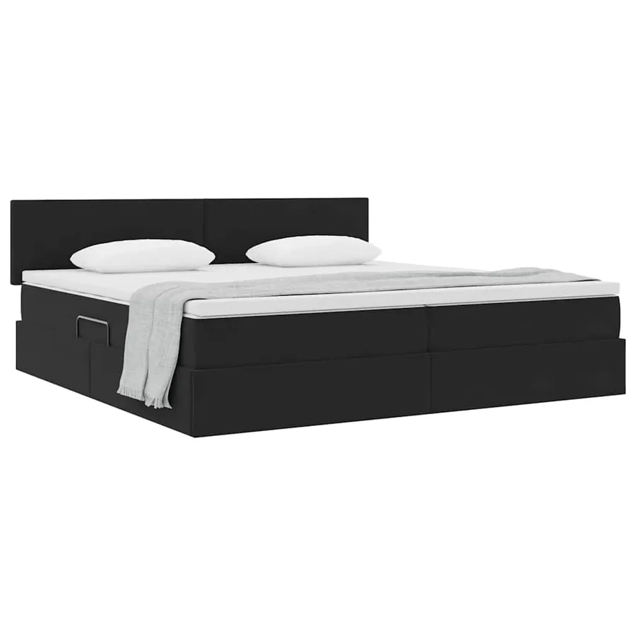 Lit de Rangement avec matelas Noir 200 x 200 cm Velours - 3
