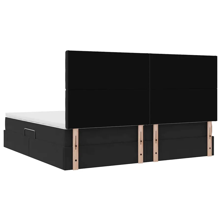 Lit avec rangement et matelas Noir 200 x 200 cm Velours - 6