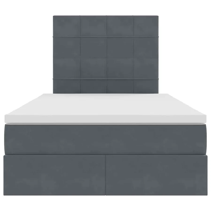 Lit avec rangement et matelas Gris foncé 120 x 200 cm Velours - 7