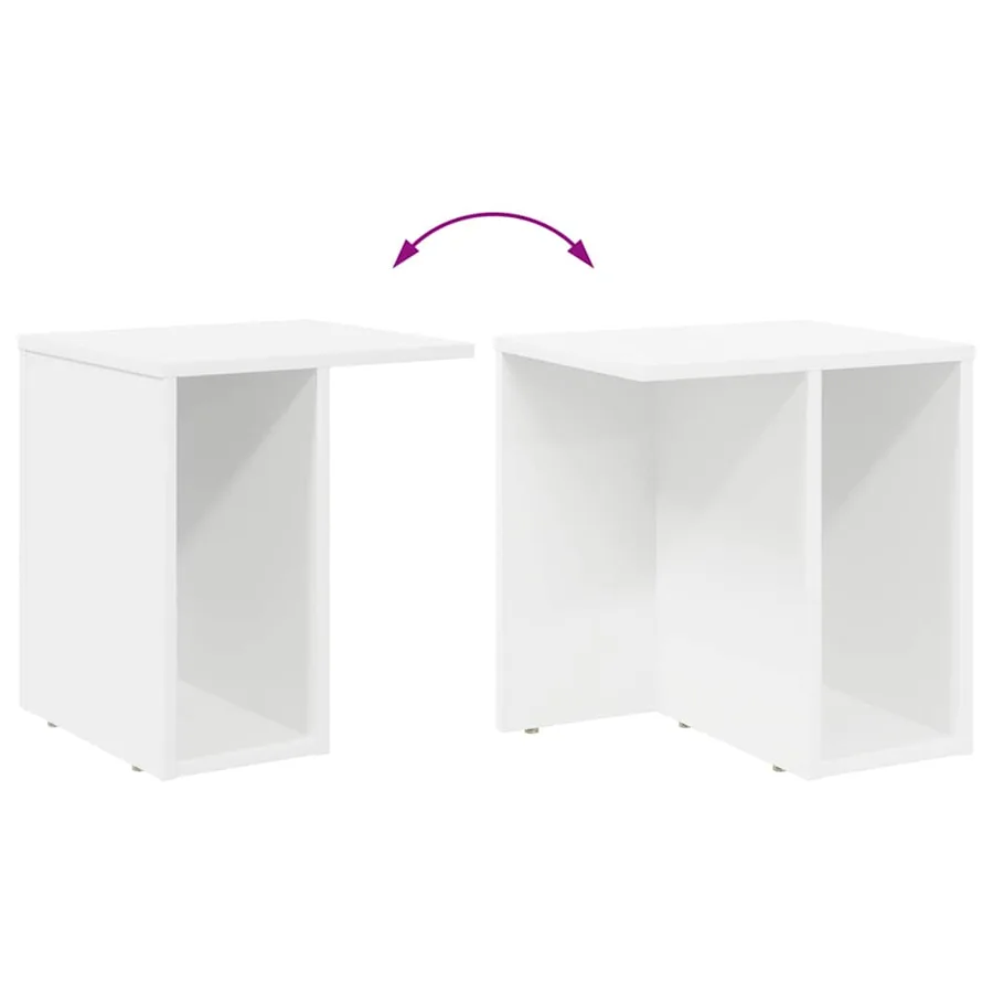 Table d'appoint Blanc 37 x 32 x 40 cm Bois d'ingénierie - 8