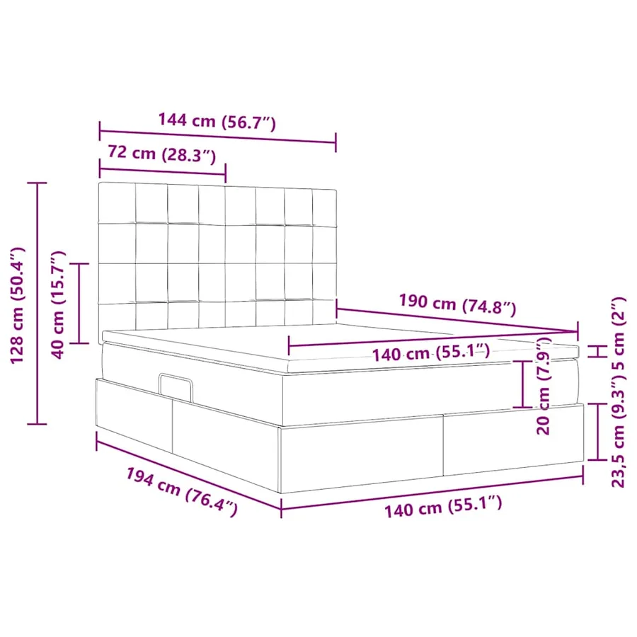 Lit de rangement LED avec matelas Gris clair 140 x 190 cm - 17