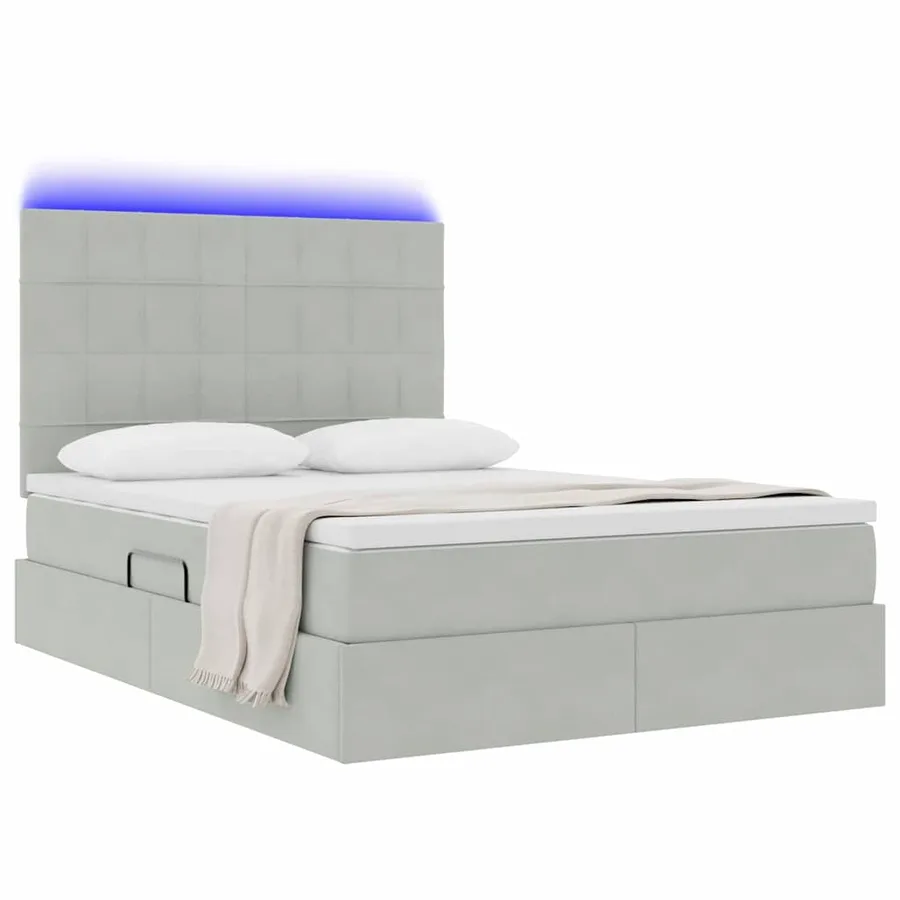 Lit de rangement LED avec matelas Gris clair 140 x 190 cm - 3