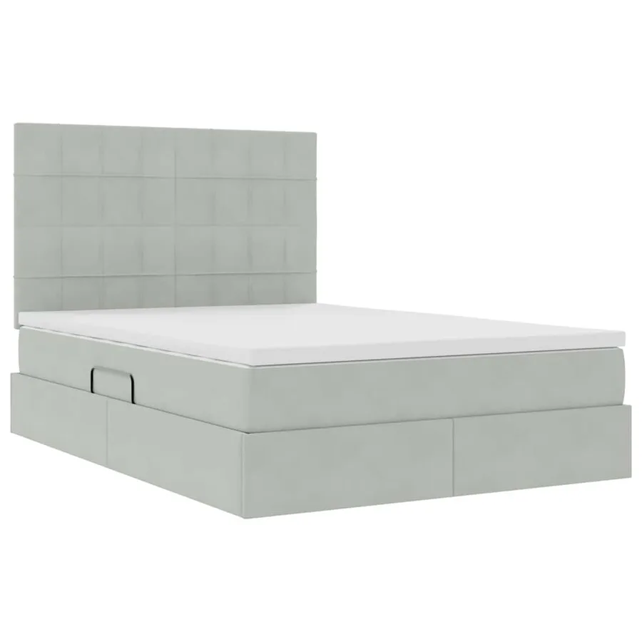 Lit de rangement LED avec matelas Gris clair 140 x 190 cm - 6