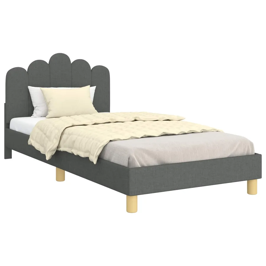 Cadre de lit pour enfants avec tête de lit Gris foncé Tissu - 2