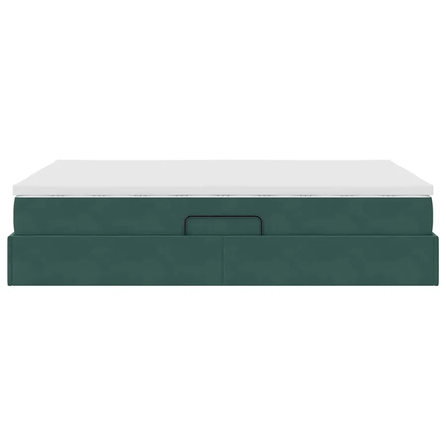 Lit avec rangement et matelas Vert foncé 140 x 190 cm Velours - 9