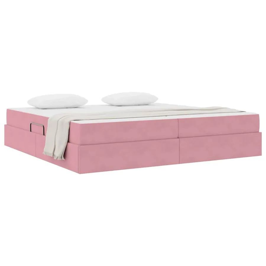 Lit avec rangement et matelas Rose 200 x 200 cm Velours - 3