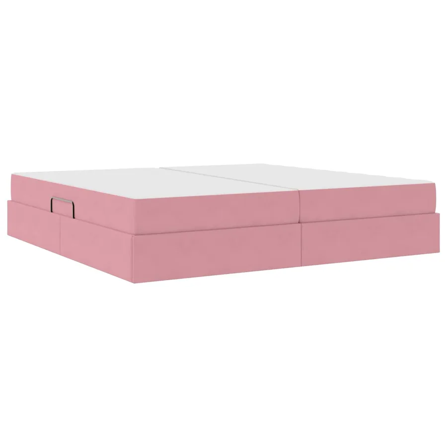 Lit avec rangement et matelas Rose 200 x 200 cm Velours - 5