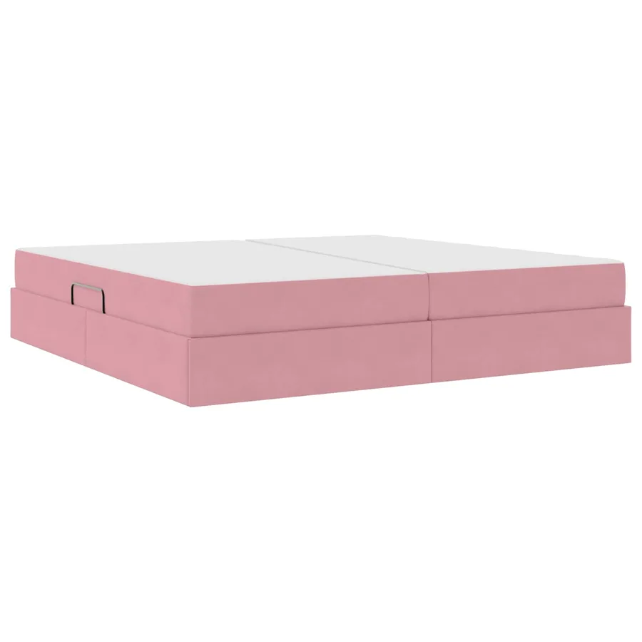 Lit avec rangement et matelas Rose 200 x 200 cm Velours - 9