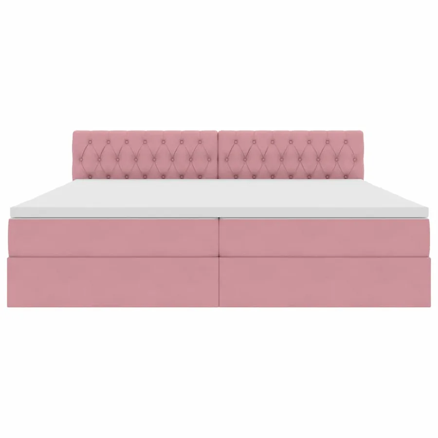 Lit de Rangement avec matelas Rose 200 x 200 cm Velours - 6