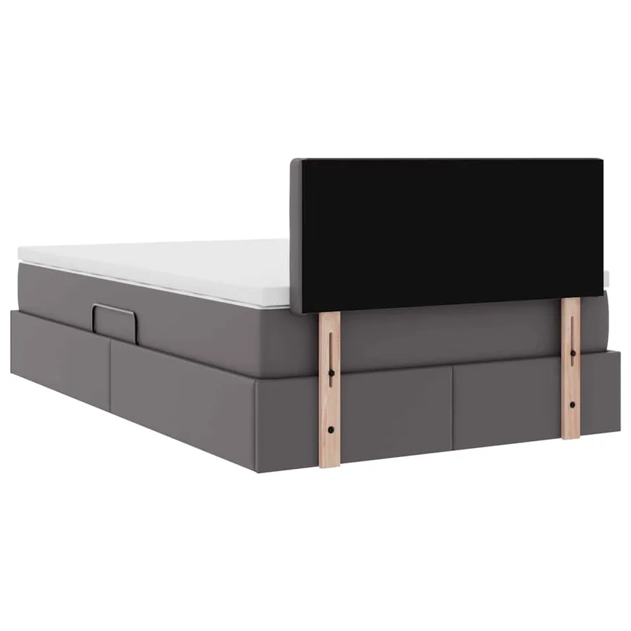 Lit avec rangement et LED Gris 120 x 190 cm Cuir synthétique - 12