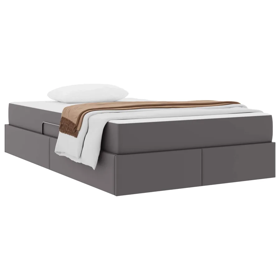 Lit avec rangement et matelas avec matelas 2 pcs Gris Cuir - 3