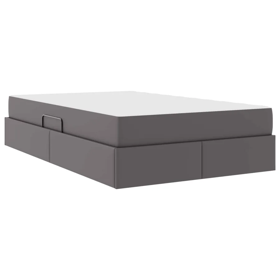 Lit avec rangement et matelas avec matelas 2 pcs Gris Cuir - 5