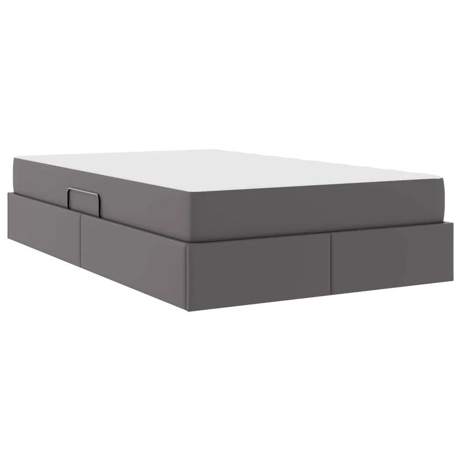 Lit avec rangement et matelas avec matelas 2 pcs Gris Cuir - 8