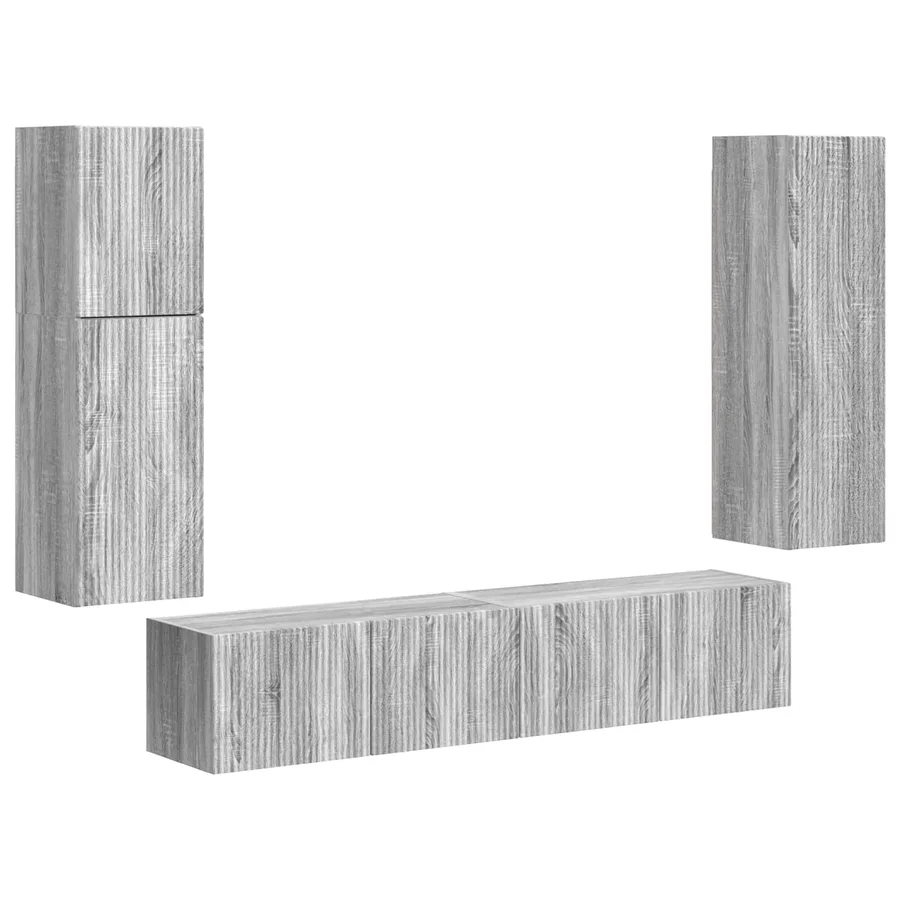 Ensemble meuble TV 4 pcs Gris Sonoma Bois d'ingénierie - 2