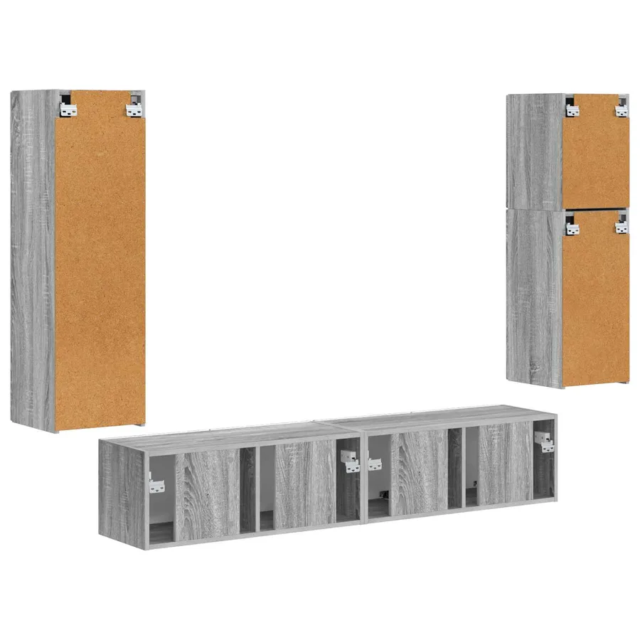 Ensemble meuble TV 4 pcs Gris Sonoma Bois d'ingénierie - 8